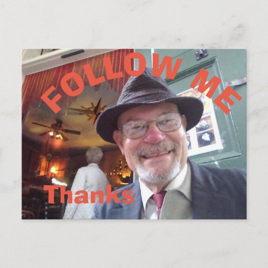 Volg me Cafe Briefkaart (Voorkant)