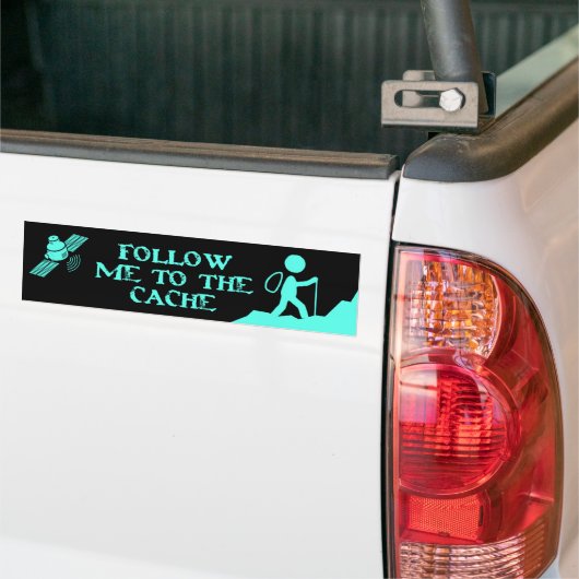 volg me in de cache bumpersticker (Op Truck)