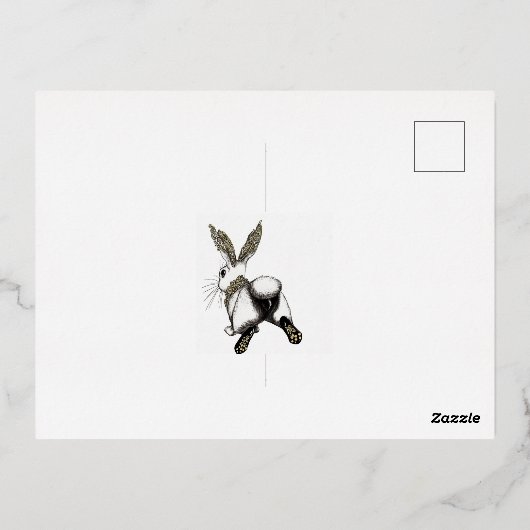 Volg me in het konijnengat folie feestdagen briefkaart (Achterkant)