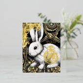 Volg me in het konijnengat folie feestdagen briefkaart (Staand Voorkant)