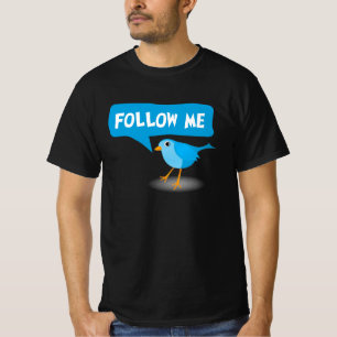 Volg me Little Blue Bird Twitter Custom Gebruikers T-shirt