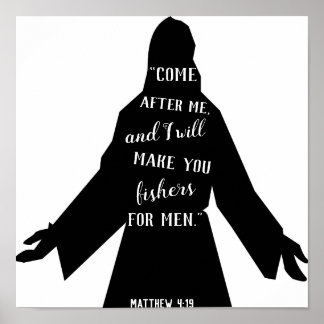 Volg me Matthew 4:19 Christelijk Jezus Poster
