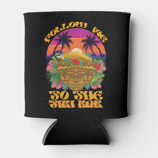Volg me naar het Tiki Bar Hawaiian Luau feest Blikjeskoeler (Voorkant)