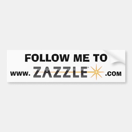 Volg me naar www.zazzle.com. CONTEST Bumpersticker (Voorkant)