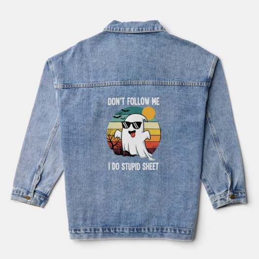 Volg me niet Ik doe Stompzinnige Sheet Spooky Denim Jacket (Achterkant)
