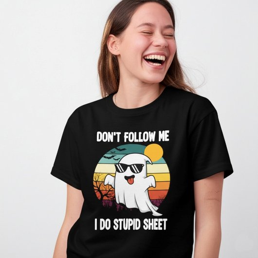 Volg me niet Ik doe Stompzinnige Sheet Spooky T-shirt