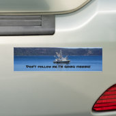 Volg me niet, ik ga vissen! bumpersticker (Op auto)