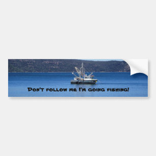 Volg me niet, ik ga vissen! bumpersticker