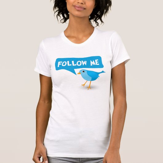 Volg me Twitter Blue Bird Dames Custom Top (Voorkant)