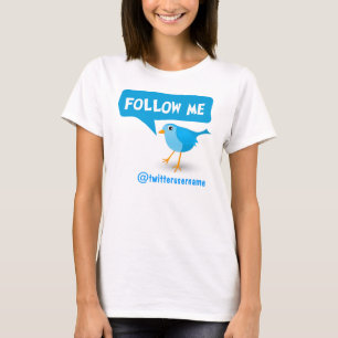Volg me Twitter Blue Bird Womens T-Shirts