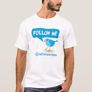 Volg me Twitter-Cartoon Blauwe Vogel T-shirt