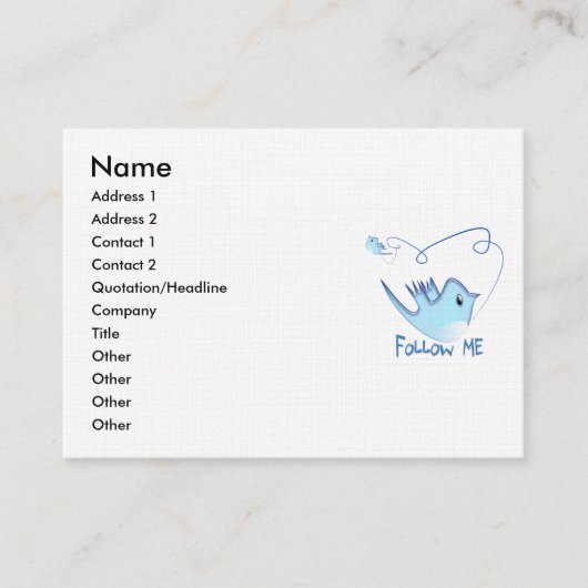 Volg ME Twitter Geschenken en wervelingen T-shirts Visitekaartje (Voorkant)