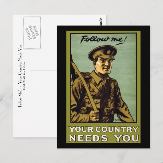 Volg me! ~ Uw land heeft u nodig Briefkaart (Voorkant / Achterkant)