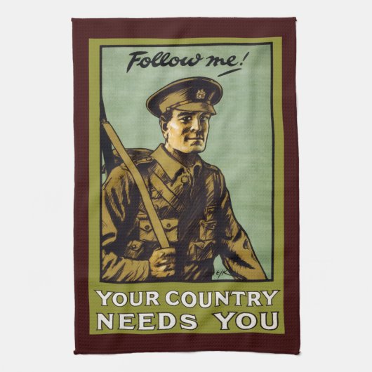 Volg me! ~ Uw land heeft u nodig Theedoek (Verticaal)