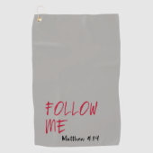 Volg mij Bijbelvers Golfhanddoek (Voorkant)