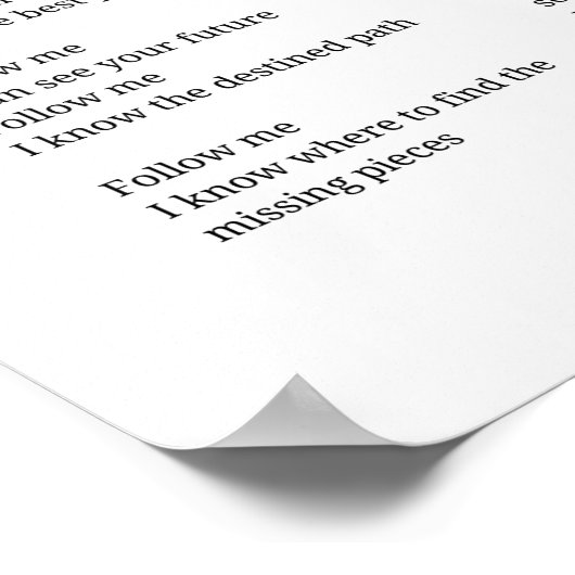 Volg mij gedicht muur kunst poster (Hoek)