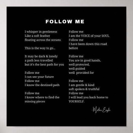 Volg mij inspirerend gedicht muurkunst poster deco (Voorkant)