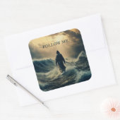 Volg mij - Jezus Christus citaat Christelijk geloo Vierkante Sticker (Envelop)