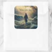 Volg mij - Jezus Christus citaat Christelijk geloo Vierkante Sticker (Tas)