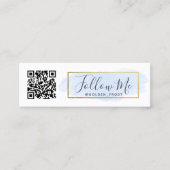 Volg mij Lichtblauwe Waterverf & Gouden Influencer Mini Visitekaartje (Voorkant)