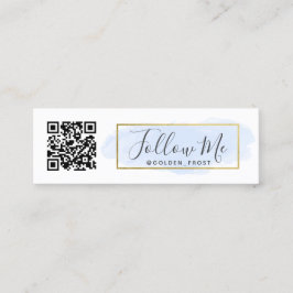 Volg mij Lichtblauwe Waterverf & Gouden Influencer Mini Visitekaartje