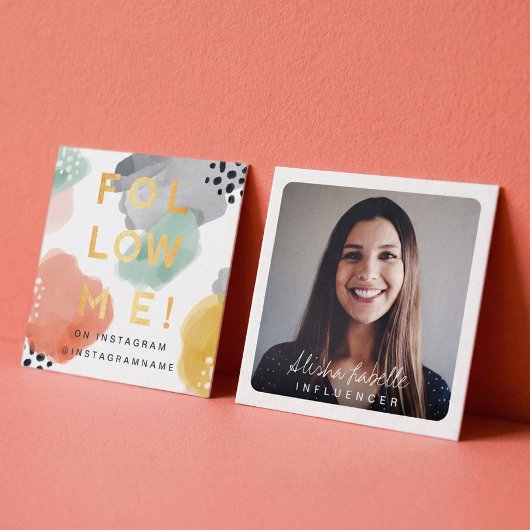 Volg mij, Moderne Minimale & Abstracte Waterverf Vierkante Visitekaartje