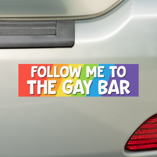 Volg mij naar de Gay Bar LGBT Pride Bumpersticker (Op auto)
