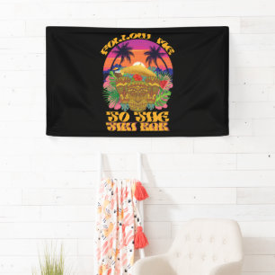 Volg mij naar de Tiki Bar Hawaïaanse Luau-feestje  Spandoek