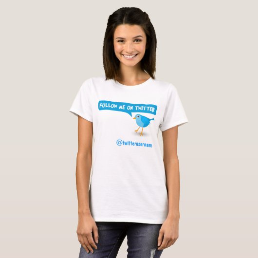 Volg mij op Twitter Blue Bird Dames Top T-shirt (Voorkant volledig)