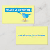Volg mij op Twitter Geel profiel Visitekaartjes (Voorkant / Achterkant)