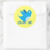 Volg mij ronde sticker (Tas)