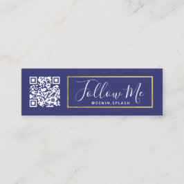 Volg Mij Social Media Influencer Navyblauw & Goud Mini Visitekaartje