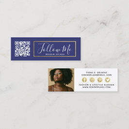 Volg Mij Social Media Influencer Navyblauw & Goud Mini Visitekaartje