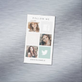 Volg mij Social Media Square Grid Fotocollage Magnetisch Visitekaartje (Voorbeeld)
