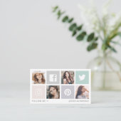 Volg mij Social Media Square Grid Fotocollage Visitekaartje (Staand voorkant)