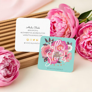 Volg mijn Instagram Stories Bloemen Social Media Vierkante Visitekaartje