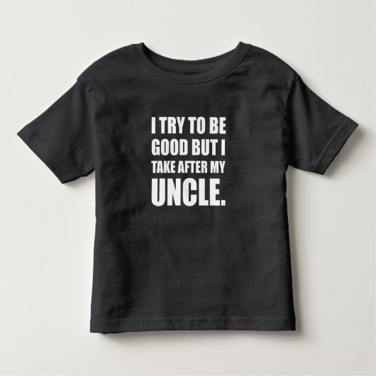 Volg mijn oom grappig kinder shirts (Voorkant)