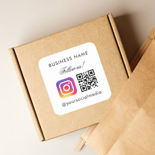 Volg ons Aangepaste QR-code Bedrijfsnaam Instagram Vierkante Sticker