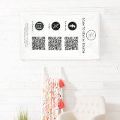 Volg ons bedrijf met sociale media QR-code Spandoek (Insitu)