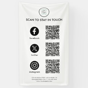 Volg ons bedrijf met sociale media QR-code Spandoek
