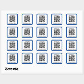 Volg ons Blauw en Wit Bedrijfsnaam QR Code Vierkante Sticker (Vel)