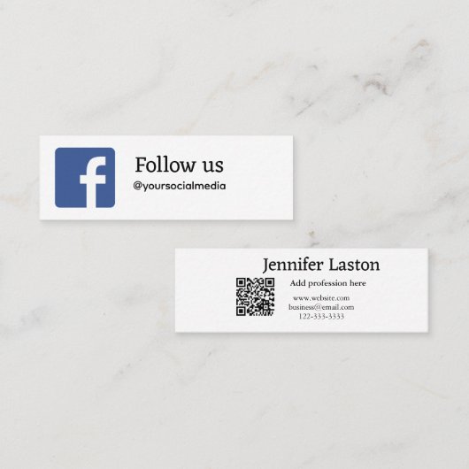 volg ons facebook gebruikersnaam social media voeg mini visitekaartje (Voorkant / Achterkant)