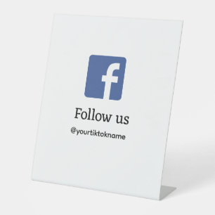 volg ons facebook gebruikersnaam social media voeg reclamebord met voetstuk
