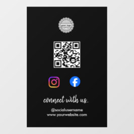 Volg ons Instagram Facebook Social Media QR Raamsticker