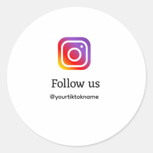 volg ons Instagram gebruikersnaam social media voe Ronde Sticker