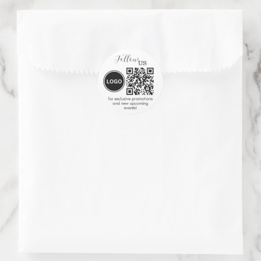 Volg ons met QR code Verpakking Ronde Sticker (Tas)