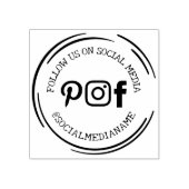Volg ons/mij op social media rubberstempel (Afrduk)