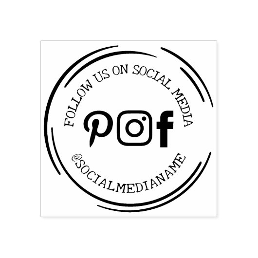 Volg ons/mij op social media rubberstempel (Afrduk)