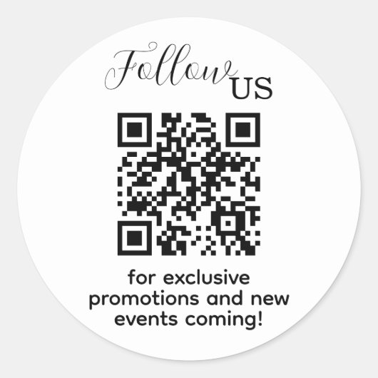 Volg ons Minimalistisch Modern met QR-code Ronde Sticker (Voorkant)