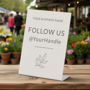 Volg ons Minimalistische Small Business Neutral Pe Reclamebord Met Voetstuk